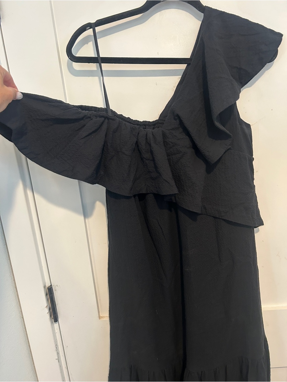 Cuyana Maxi Flounce Dress - Black; size large - Picture 3 of 10